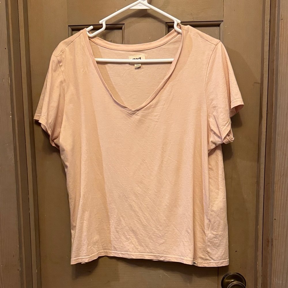 Pact Light Pink Softspun V-Neck Tee